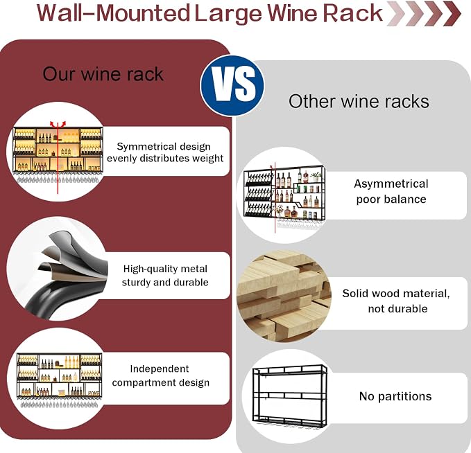 3 Tier Large Wine Rack Wall Mounted - Image 4