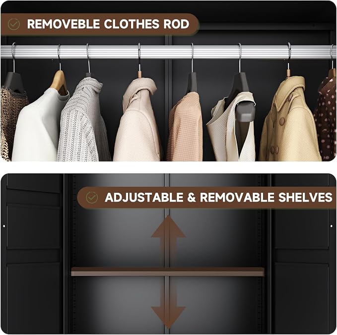 Letaya Metal Armoire Wardrobe Closet - Image 4