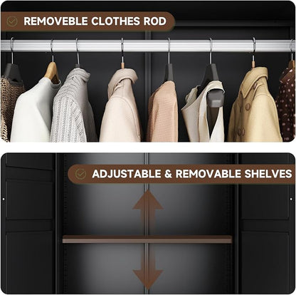 Letaya Metal Armoire Wardrobe Closet - Image 4