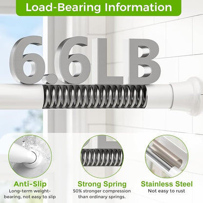 White Shower Curtain Rod 32 to 76 Inches Adjustable, 7/8 Inch Diameter Heavy - Image 3