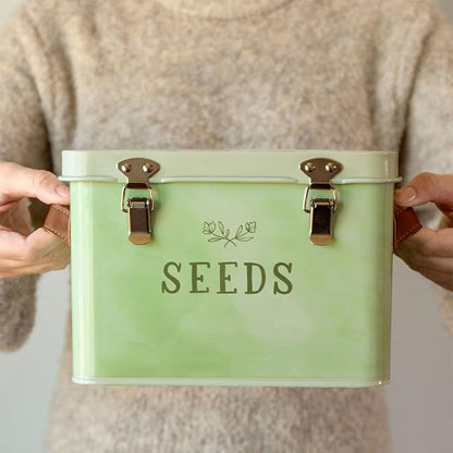 1Canoe2 Tin Seed Organizer Storage Box, Garden Seed Packet Vault Container - Image 7