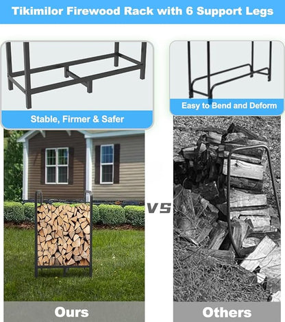 2.8ft Firewood Rack Holder, Adjustable Heavy Duty Fire Log Stacker Stand - Image 5