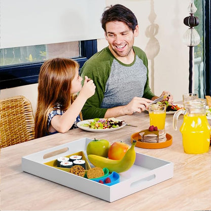 NIUBEE Acrylic Serving Tray 12x16 Inches -Spill Proof- White Decorative Tray - Image 5