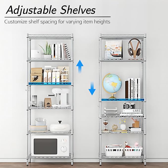 Homdox 6-Tier Storage Shelf Wire Shelving Unit Free Standing Rack Organization - Image 4