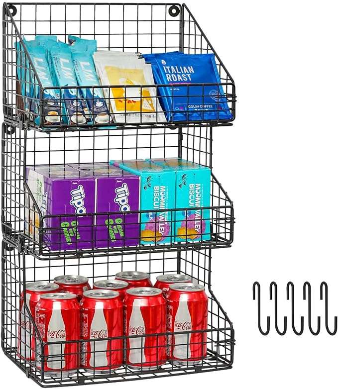 X-cosrack 3-Tier Stackable Detachable Snack Organizer, Countertop Display/Wall by X-cosrack