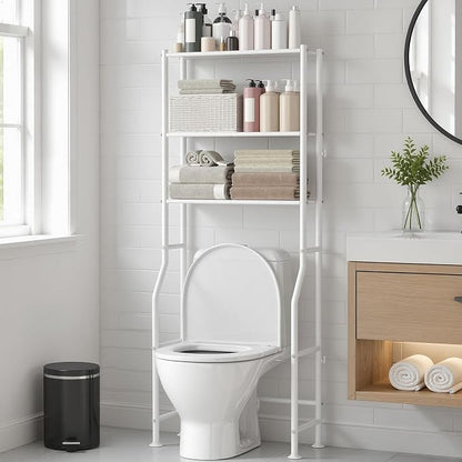 GloTika 3-Tier Over Toilet Storage Rack, Metal Over Toilet Bathroom Organizer by QualityHomewareTimlessComfort