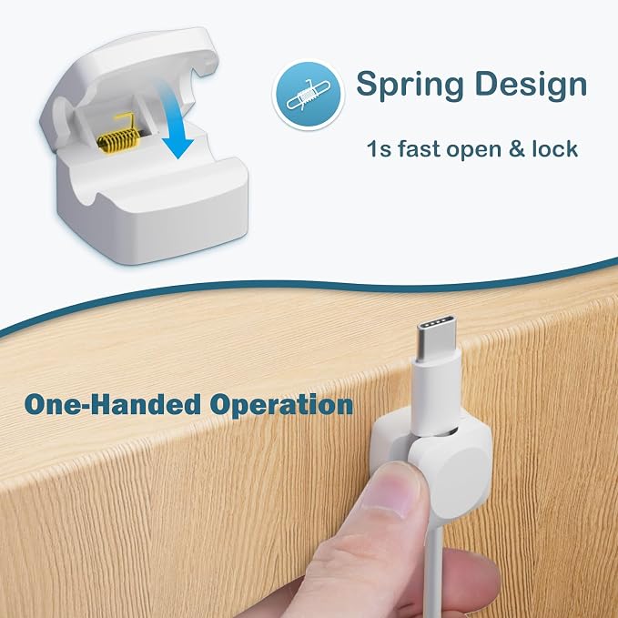 8 Pack Cord Organizer Holder, Rotatable Cable Clips, Spring Cord Holder - Image 5
