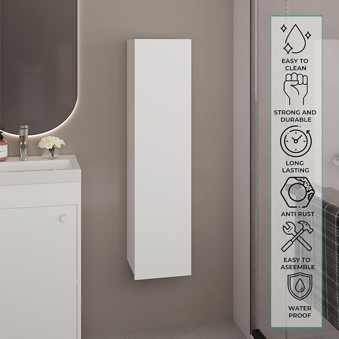 Tuhome Tall Wall Cabinet, 43.3" High Slim One Door Storage - Image 8
