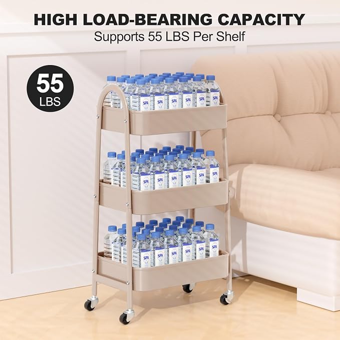 EAGMAK 3 Tier Rolling Cart, Large Metal Storage Cart - Image 6