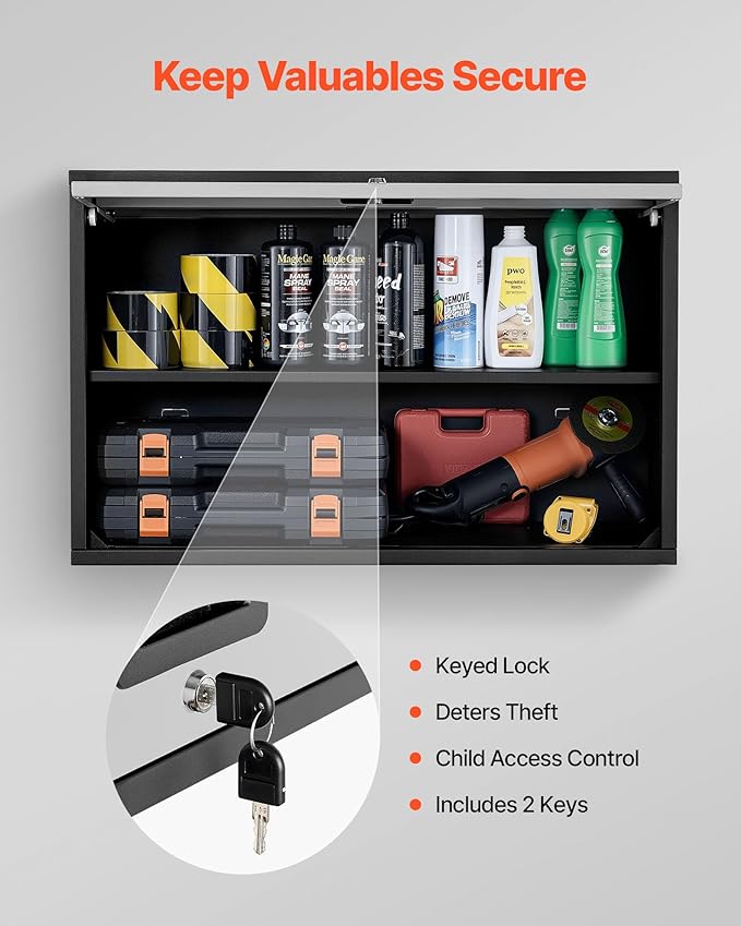 VEVOR Metal Wall Cabinet, 30.31 x 12.01 x 19.69 Inch, Floating Garage Tool - Image 6