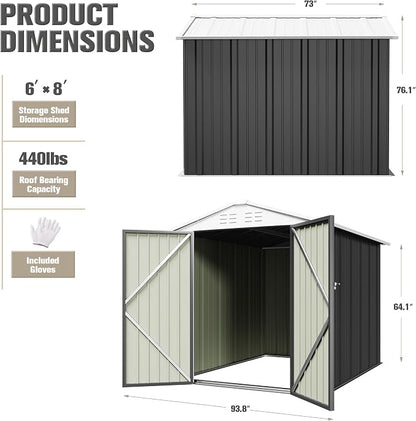 JUMMICO Metal Outdoor Storage Shed 6 x 8 FT Metal Shed - Image 5