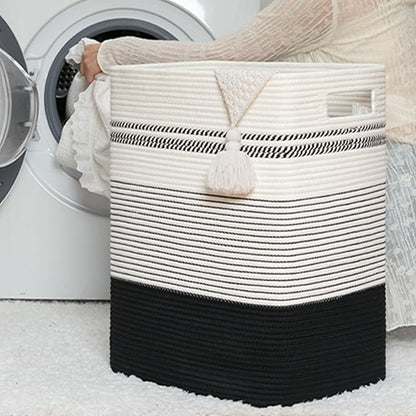Laundry Hamper, Large Woven Rope Tall Laundry Basket - Image 5