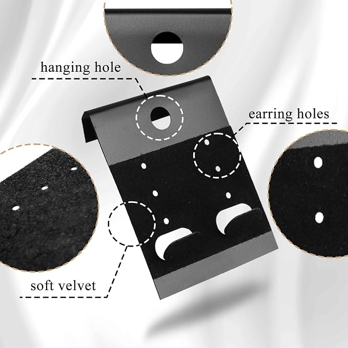 Black Velvet Plastic Display Cards 100 PCS Earring Card Holder Hanging Jewelry - Image 3