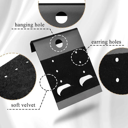 Black Velvet Plastic Display Cards 100 PCS Earring Card Holder Hanging Jewelry - Image 3
