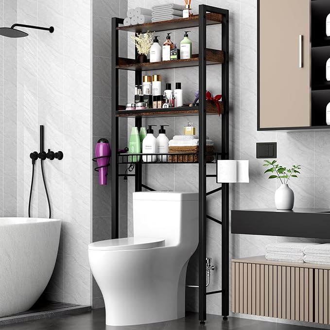 Over The Toilet Storage Cabinet, 4 Tier Bathroom Organizers and Storage by Unknown
