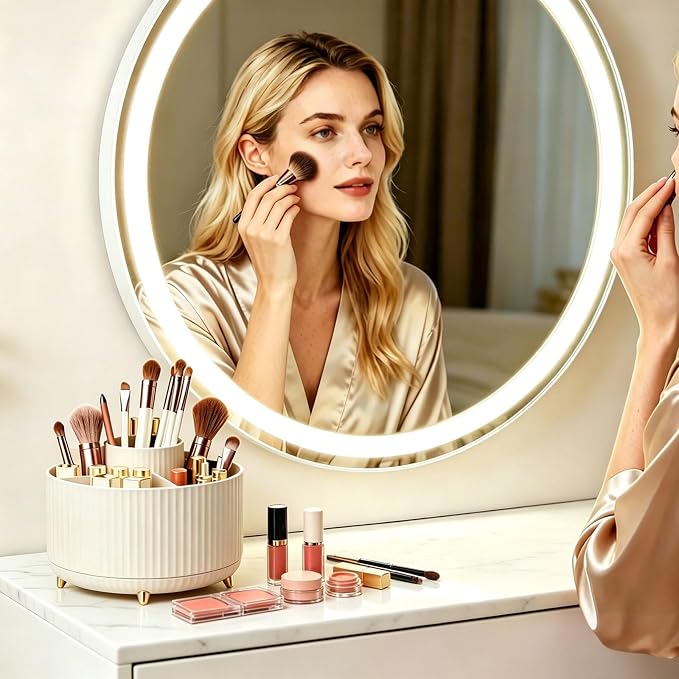 360°Rotating Makeup Brush Holder Organizer, Spinning Skincare Storage Carousel - Image 3