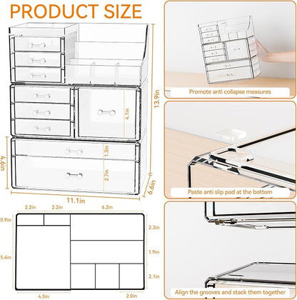 Yieach 3 Pack Clear Makeup Organizer Countertop - Image 3