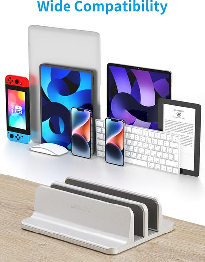 JARLINK Double Vertical Laptop Stand, Adjustable Aluminum Desk Dock, - Image 2