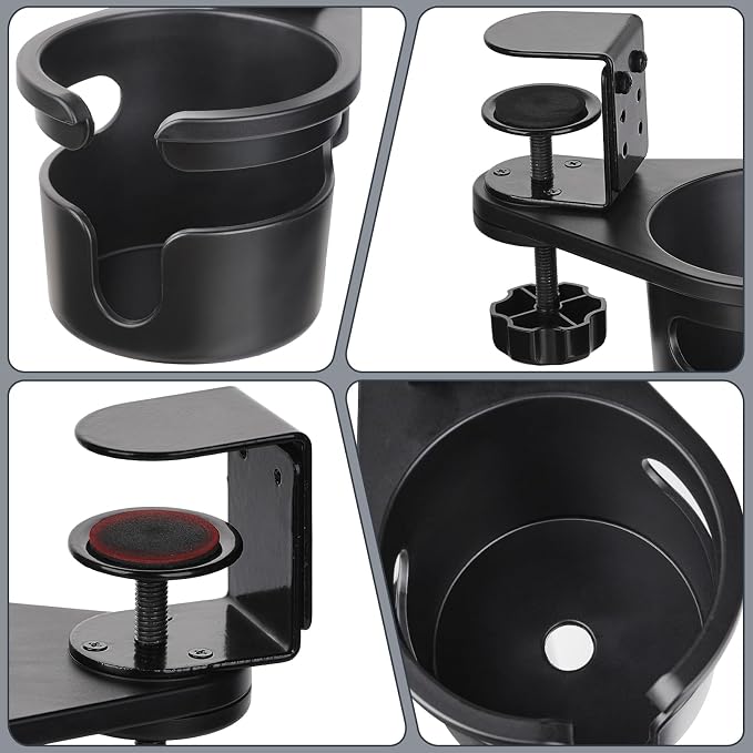MYITYARD Desk Cup Holder Clamp, Anti-Spill Clip On Table Cup Holder, Rotatable - Image 9