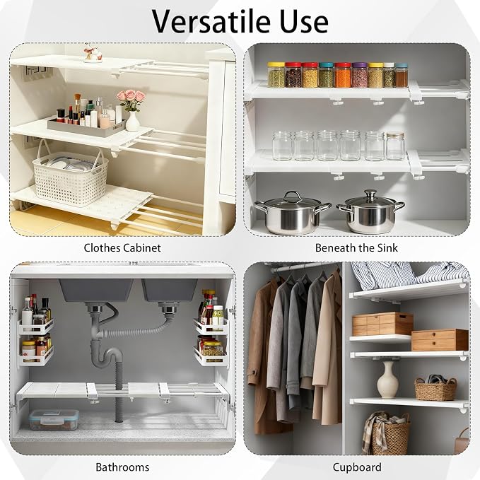 5 Pcs Closet Tension Shelf Rod Expandable Adjustable 10.83-18.3 inch Shelf - Image 4