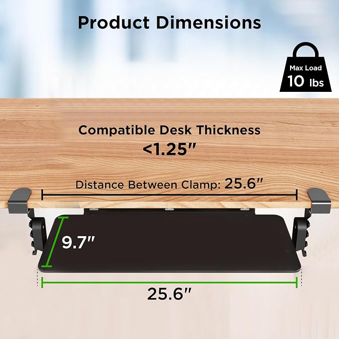 Kt4 Clamp on Keyboard Tray, Adjustable Slide Out Drawer - Image 4