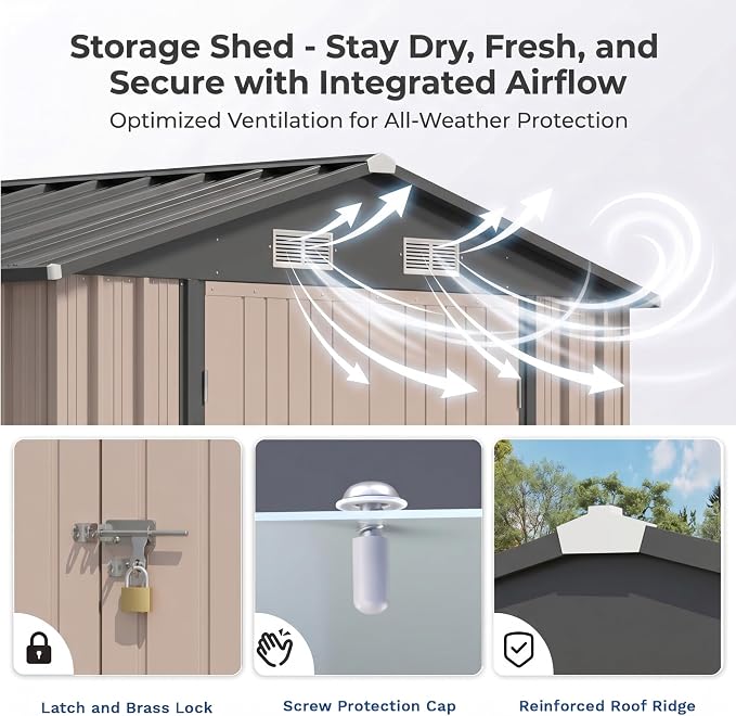 Devoko 8x12 FT Outdoor Storage Shed, Metal Tool Shed - Image 5