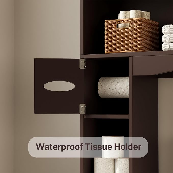 Gizoon 66''H Over The Toilet Storage Cabinet, Dark Brown | Over Toilet Storage - Image 7