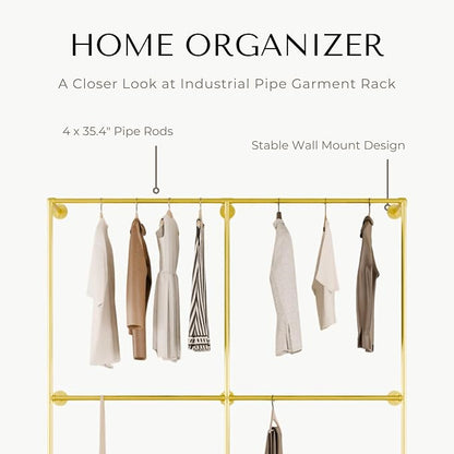 Industrial Pipe Clothing Rack, Heavy Duty Wall Mounted Clothes Rack, Retail - Image 3