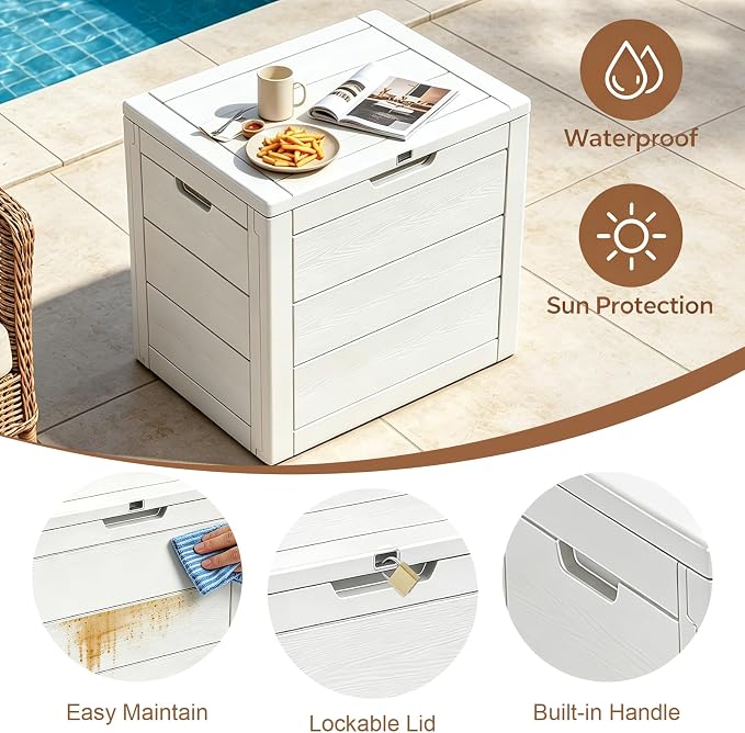 35 Gallon Deck Box, Lockable Waterproof Resin Storage Box - Image 7