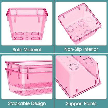 WOWBOX 25 PCS Plastic Drawer Organizer Set, 4 Sizes Desk Drawer Divider - Image 3