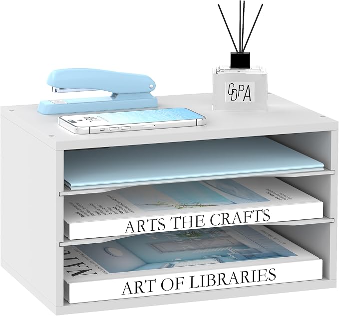 3 Tier Wood Desk Organizer, Mail Sorter and Paper Organizer by SUPEASY