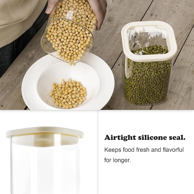 4pcs 40oz Square Pantry Glass Jars - Image 4