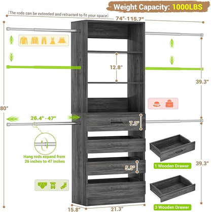 Aheaplus Closet System, 4-9 Ft Closet Organizer - Image 7