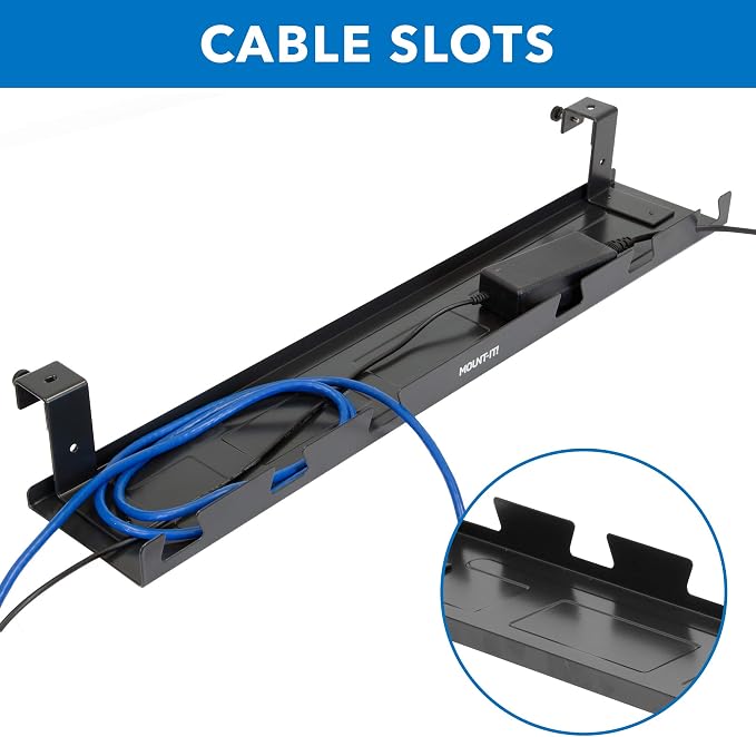 Mount-It! Premium Under Desk Cable Management Tray – 23" Heavy-Duty Steel Cable - Image 5