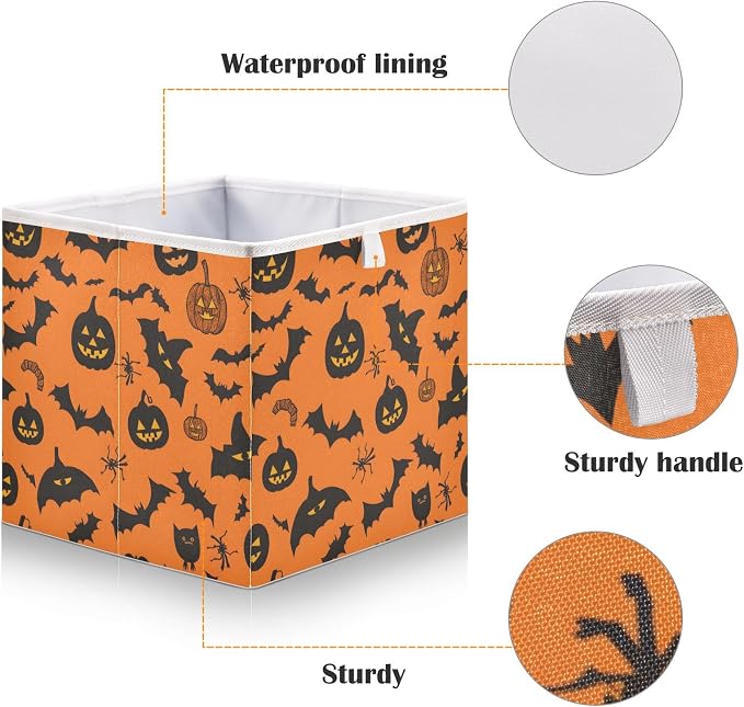 Pumpkin Bats Closet Organizers Storage Cubes Storage Bins Shelf Baskets - Image 4