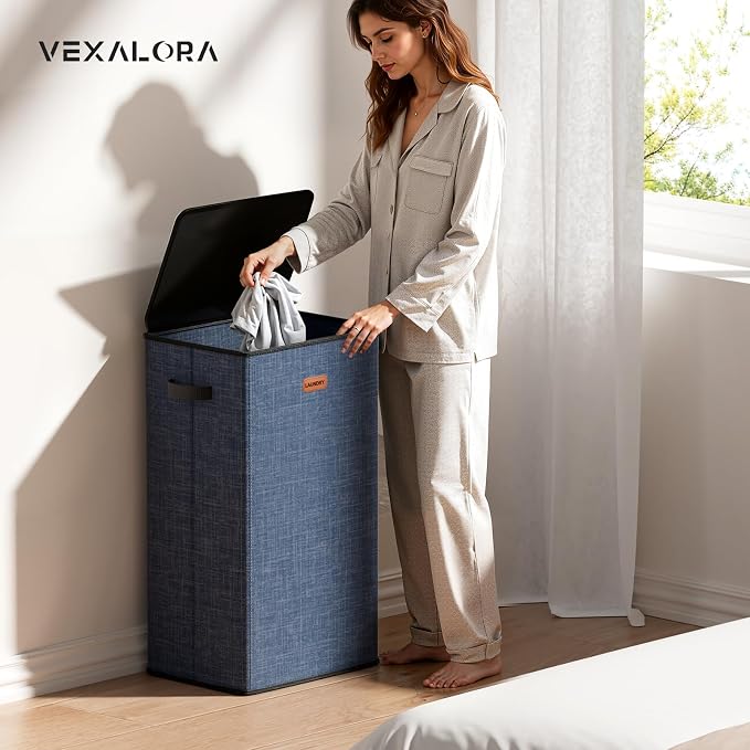 100L Laundry Hamper with Lid, Large Clothes Hampers with Removable Bag - Image 2