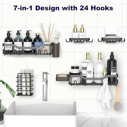 Shower Caddy Adhesive Shower Organizer 7-Pack, Rustproof Stainless Steel - Image 4