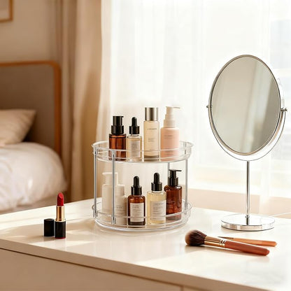 2-Pack 2-Tier Clear Lazy Susan Turntable Organizer, 9.5" Rotating Spice Rack - Image 6