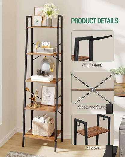 Hzuaneri Ladder Shelf, Freestanding Corner Storage Shelf | Bookcase - Image 6