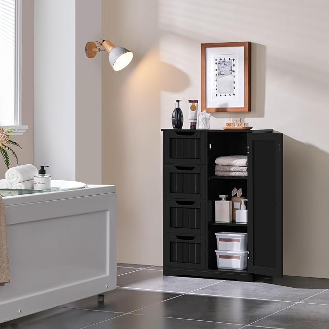 Yaheetech Wooden Bathroom Floor/Side Storage Organizer Cabinet - Image 2