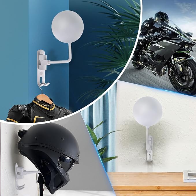 Kikerike Motorcycle Helmet Rack Wall Mount 180 Degree Rotation Metal Armet - Image 7