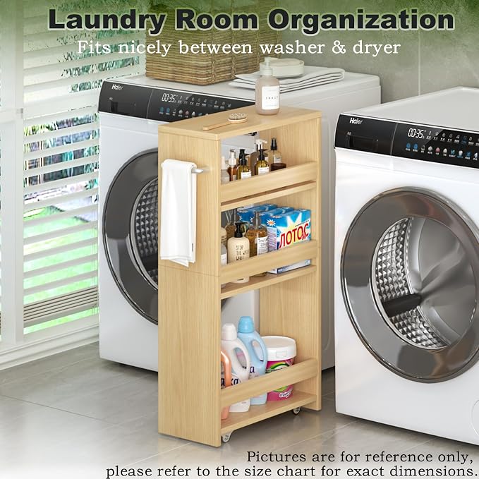 MARTY Rolling Storage Cart 7.9" W, 4-Tier Kitchen Cart - Image 4