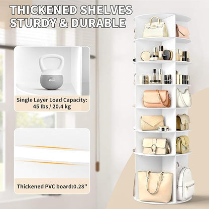 Karl home White 7 Tier 360° Rotating Shoe Rack Tower, Spinning Shoe Display | - Image 7