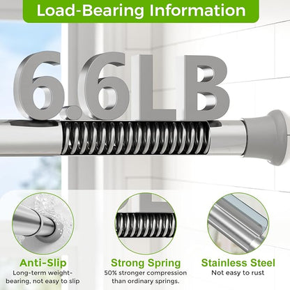 Silver Shower Curtain Rod 32 to 76 Inches Adjustable, 7/8 Inch Diameter Heavy - Image 3