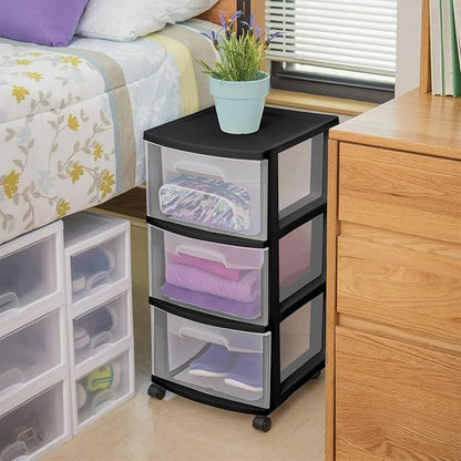 3 Drawer Rolling Plastic Storage Cart - Image 2