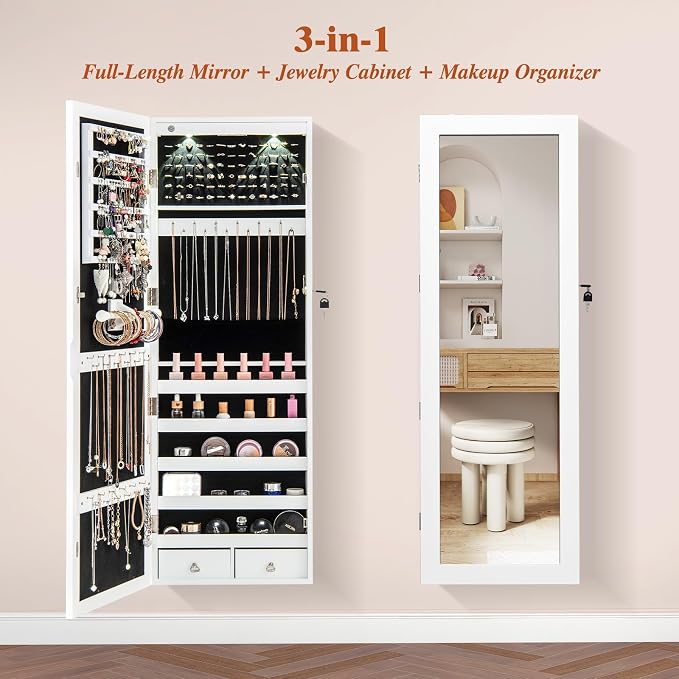Giantex Jewelry Armoire Wall Door Mounted, Lockable Jewelry Cabinet - Image 9