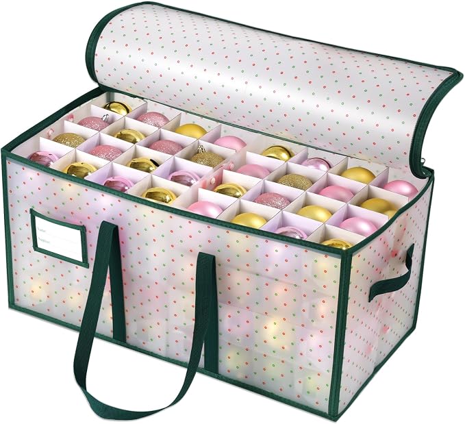 Portable Waterproof Christmas Ornament Storage Box, Large Capacity 128 Slots by BIEBOS