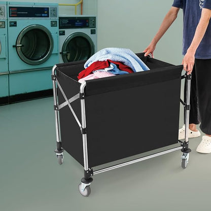 Commercial Laundry Cart with Wheels, Folding Laundry Hamper Cart, Heavy Duty - Image 6