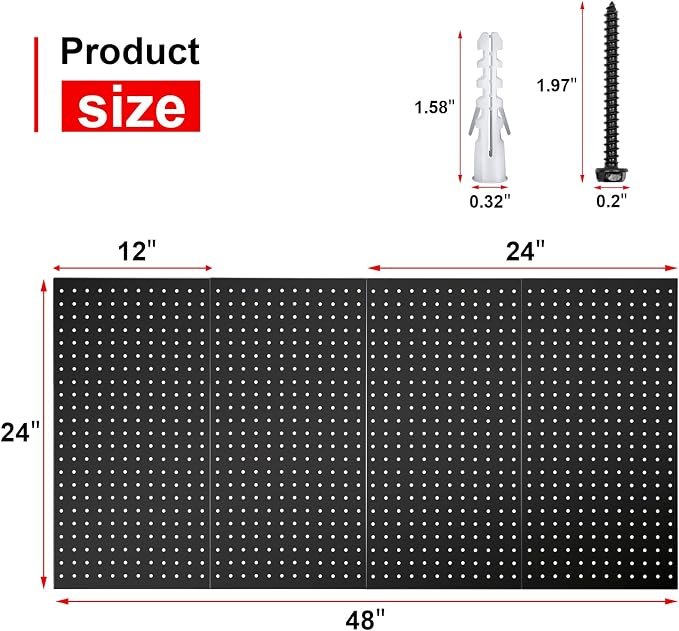 4Pcs Metal Pegboard Panels 24"x12" - Image 3