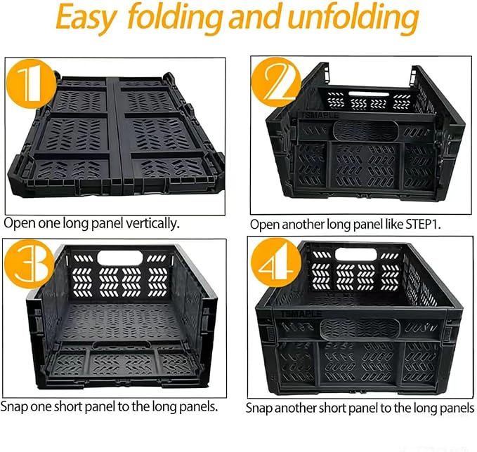 4-Pack 20L Foldable Storage Crates, Heavy Duty Plastic Milk Crates - Image 6